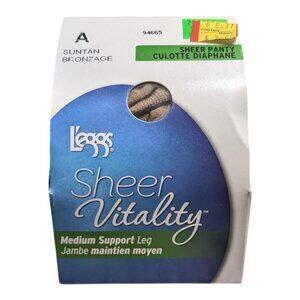 Leggs Sheer Energy Vitality Suntan Sheer Toe Pantyhose Size A 94665 NIB